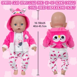 Kawaii Doll Clothes for 16-18Inch 40-45cm Baby Doll Cute Owl Shaped Jacket Hoodie Pants Reborn Doll Clothes Accessory Girls Gift