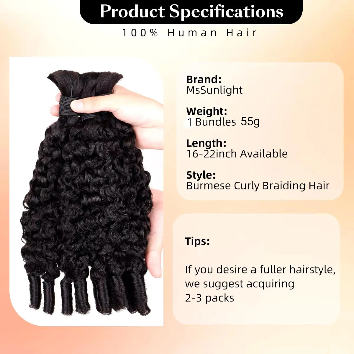 15A Human Braiding Hair for Boho Braids Burmese Curly Spiral Ends Bulk 100% Unprocessed Virgin Hair 3/4 Bundle 24 26 28 30 Inch