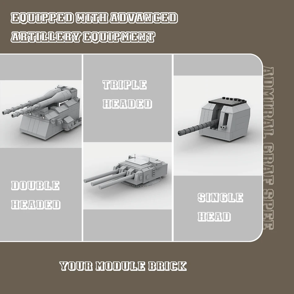 WWII Admiral Graf Spee Heavy Cruiser Model MOC Navy Advanced Technology Warship Building Blocks Assembly Bricks รวบรวมของเล่น
