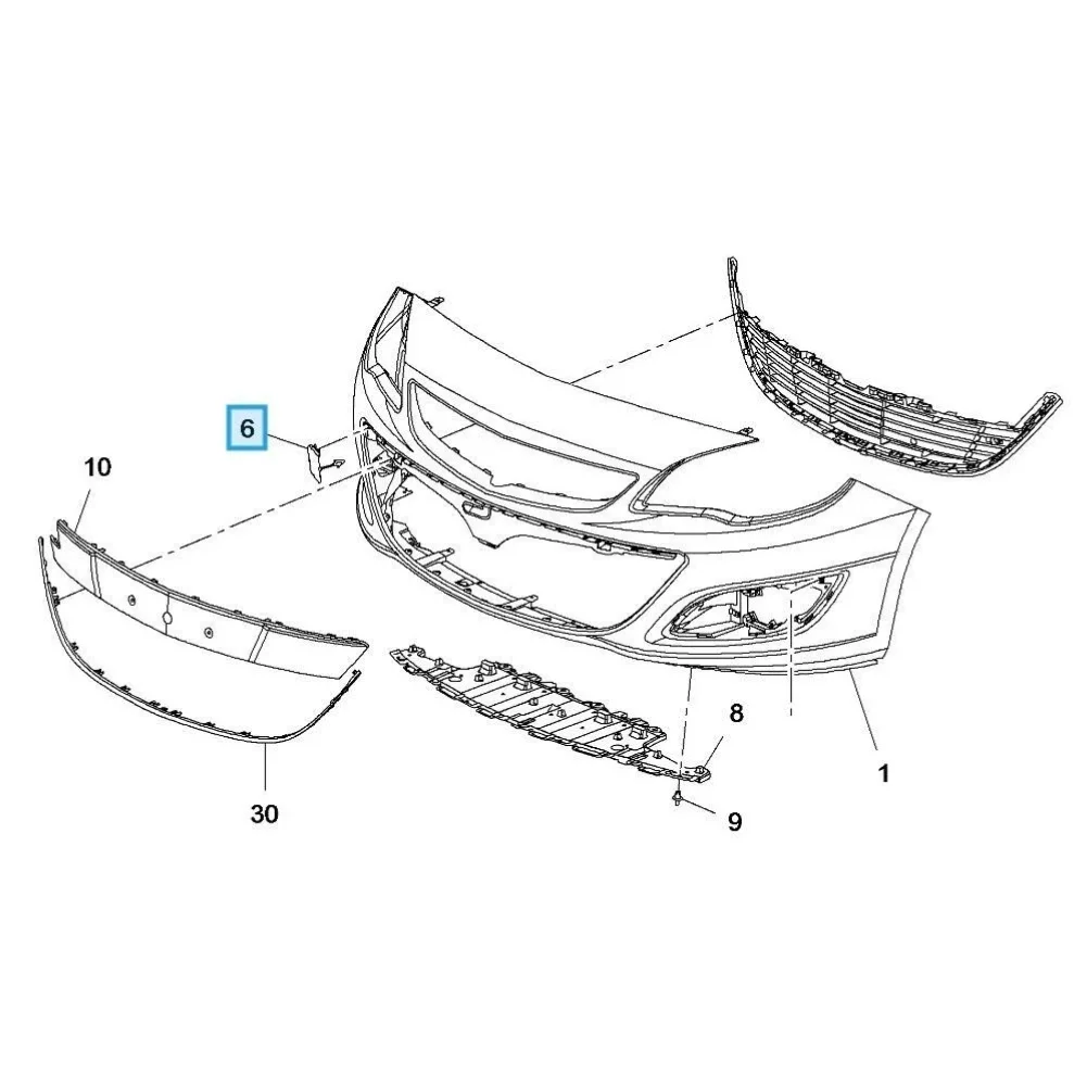 استبدال المصد الأمامي سحب غطاء العين ل فوكسهول ل أسترا J MK6 13368665 رقم OEM لسنوات الموديل 2010 + #2