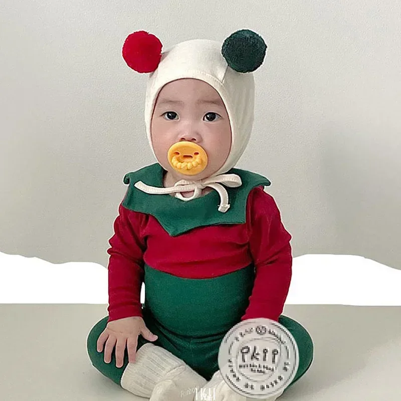 Baby Christmas Costumes Clothes Newborn Boys Girls Onesie Set Cotton Long Sleeve Festival Costume Infant Baby Romper with Cap