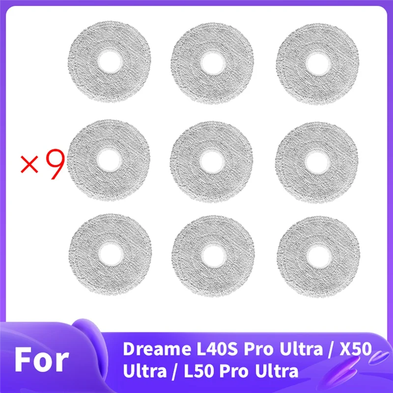 N98R 9 PCS Mop Pad For Dreame L40S Pro Ultra / X50 Ultra / L50 Pro Ultra Sweeping Machine Accessories Mop Pads Replacement Spare