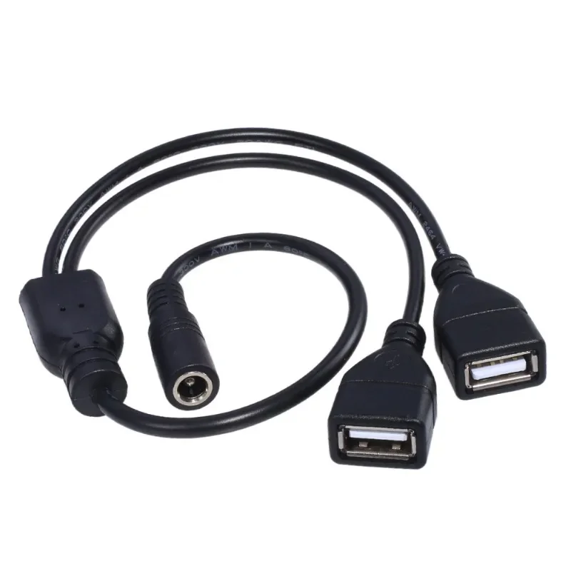 DC Cord 5.5*2.1mm Female To Dual USB Female Extension Cable Power Splitters Supply Adapter Charger Converter