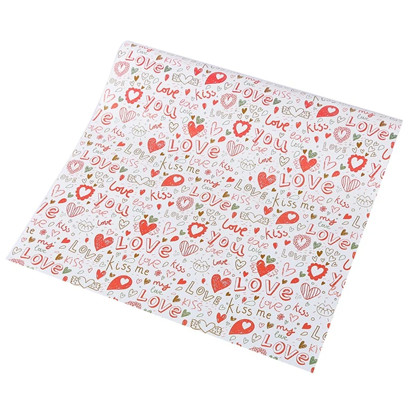 Imagem -03 - Conjunto de Folhas de Papel de Embrulho Coração de Dia dos Namorados Presente Faça Você Mesmo Bonito Papel de Embrulho Vermelho 70cm x 50cm