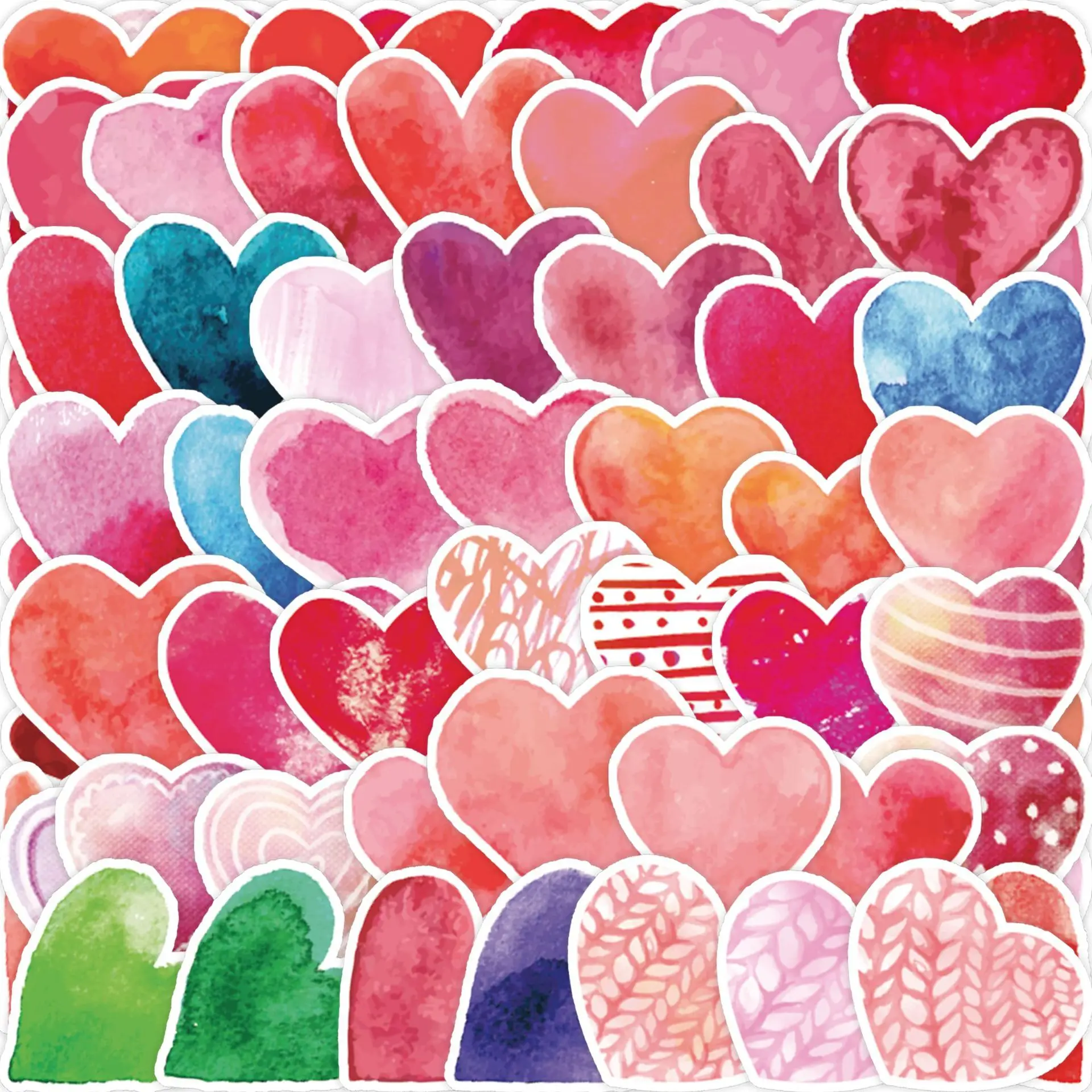 

Romantic Heart Stickers 50pcs Waterproof Decorative Stickers for DIY Crafts Journal
