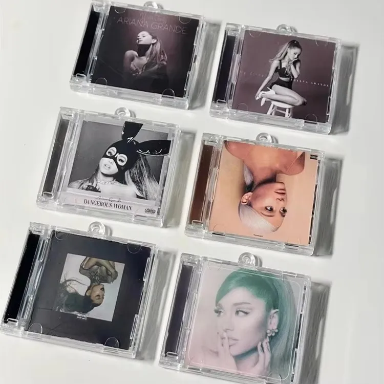 New Pop Ariana Grande MINI Music CD NFC Keychain Play Song Eternal Sunshine Album 11pcs Pendant Cosplay Keyring Acrylic Necklace