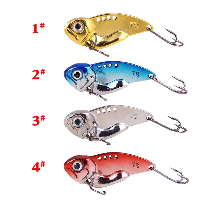 Metal Vib Fishing Lures 5mm 7.8g Vivid Vibrations Spoonbait Lure Fishing Bait Bass Artificial Hard Bait VIB 3d Eyes Spoon Wobble