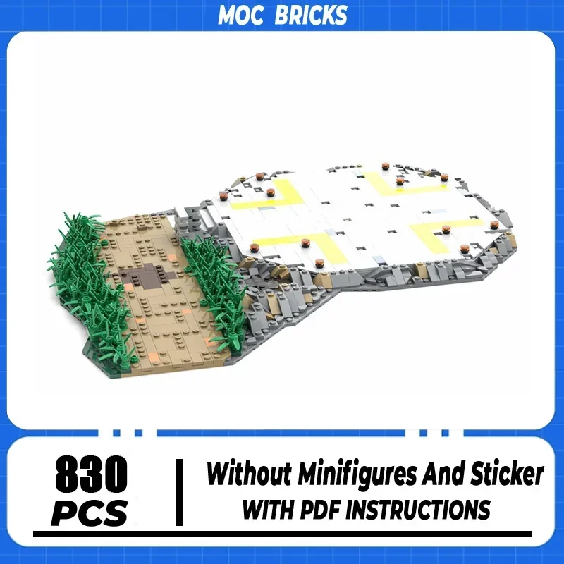 Filmscène Moc Bouwstenen Helikopter Landingsblok Model Technologie Baksteen DIY-montage Street View Speelgoed Vakantiecadeau