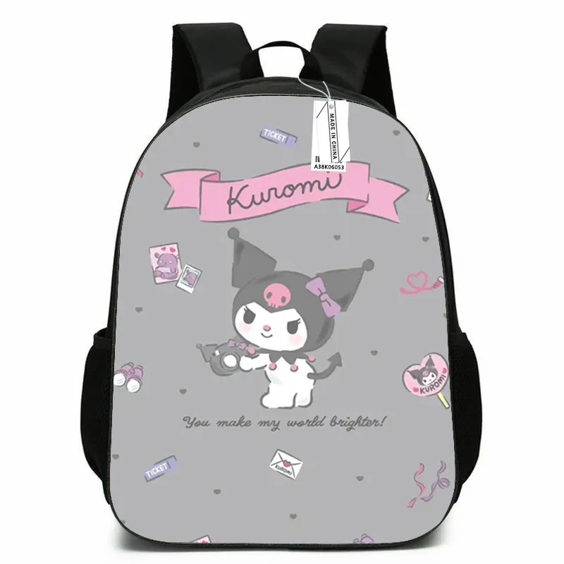 Sanrio-mochila escolar de dibujos animados para estudiantes, bolso de viaje al aire libre para adolescentes, Kuromi, mochila escolar multifuncional, bolso de mano