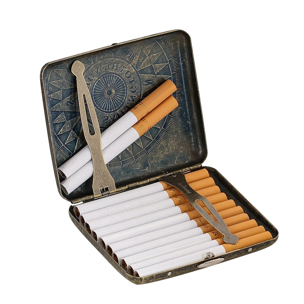 

Retro Metal Cigarette Case, Portable 20-cigarette Capacity Storage Box, Pocket Smoking Accessory, Men's Gift Smoking Accessory