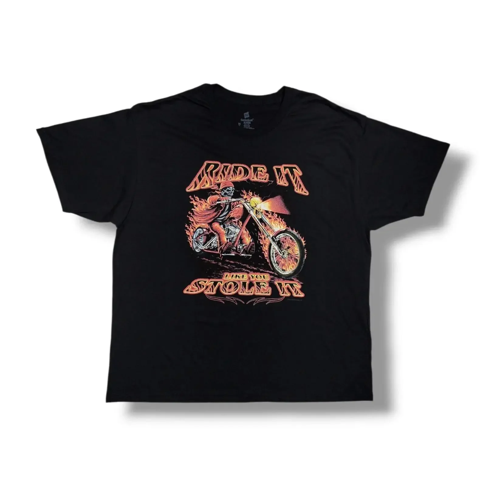 American Thunder Ride It Like You Stole Black T Shirt Mens 2XL New Deadstock vintage Washed Top For Everyday Wear Comfortable