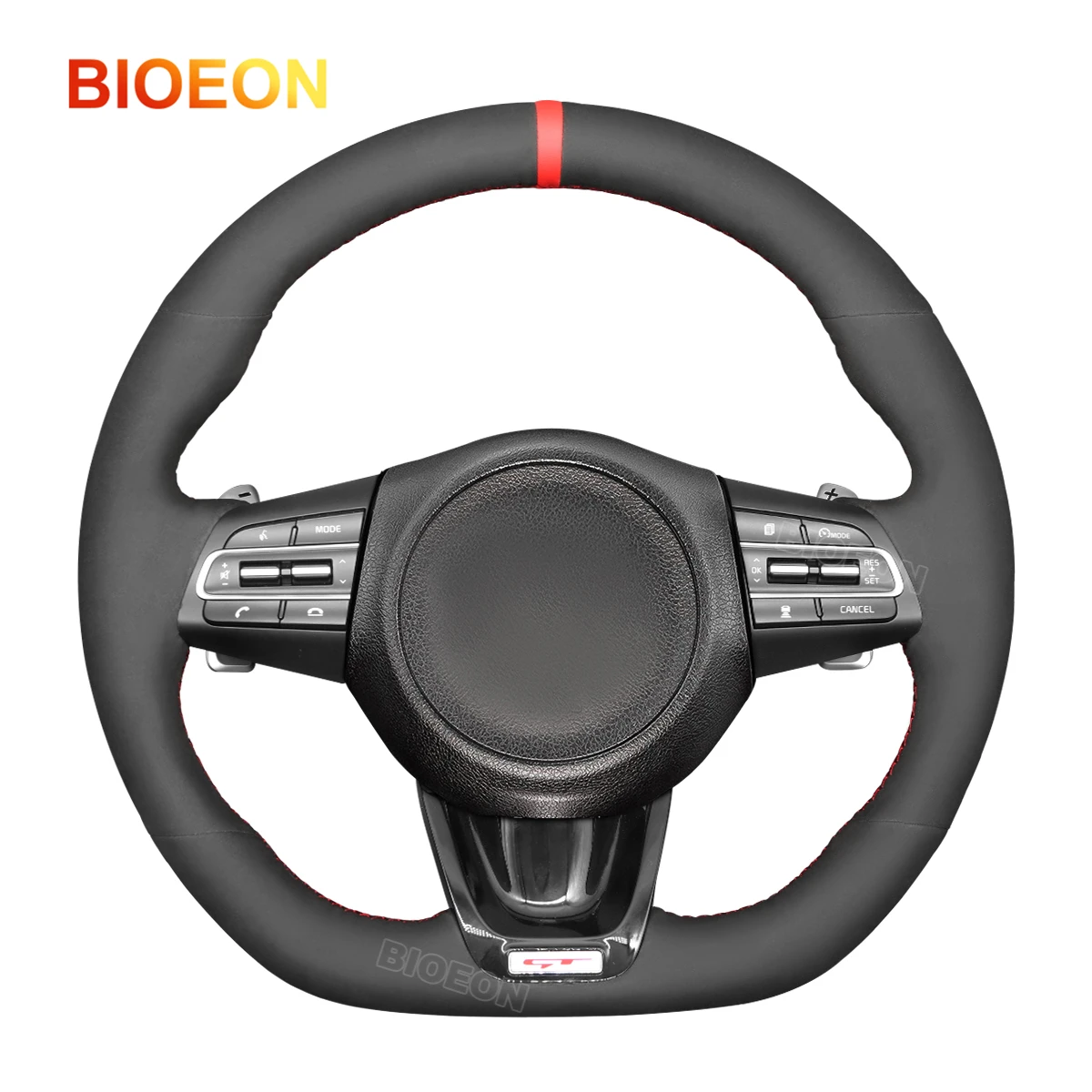 

Bioeon Black Synthetic Suede Car Steering Wheel Cover for Kia Stinger 2018-2022