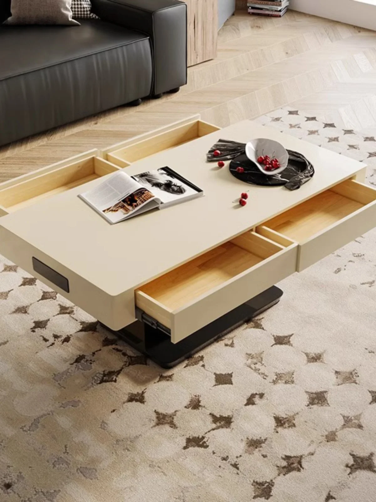 Modern minimalist and multifunctional lifting coffee table, dining table, dual-purpose living room, small unit design designer,