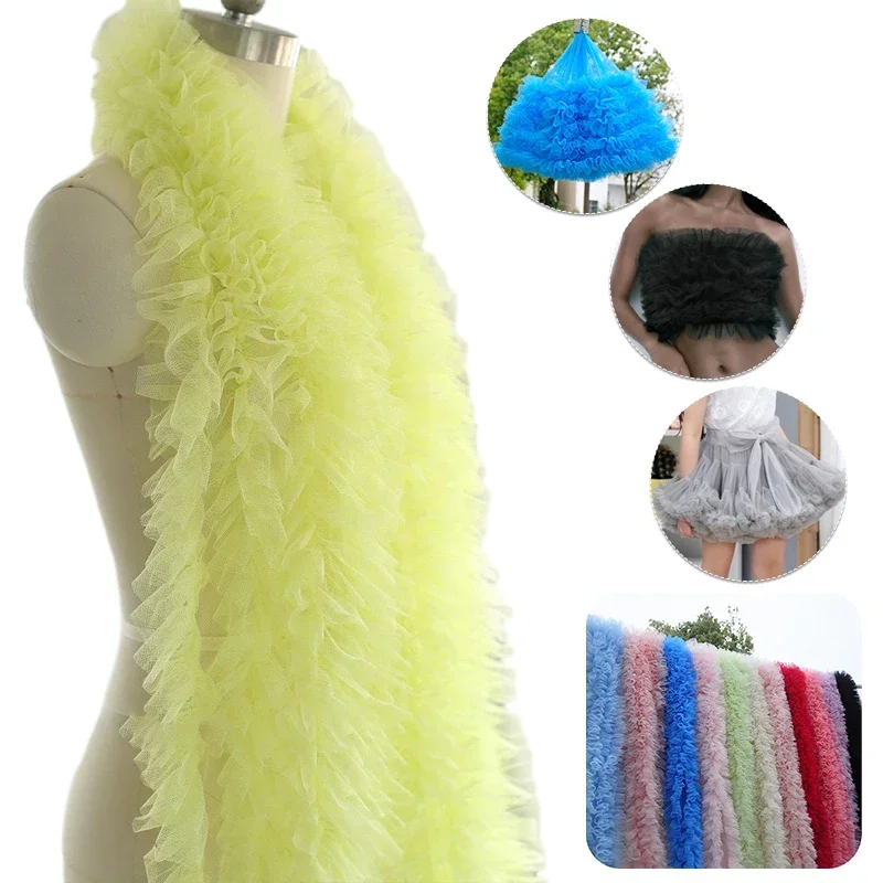 Nastro di pizzo tulle a rete pieghettata 3D da 1 m - Finiture arricciate per cucito fai da te e giunture di gonne |   Decorazione elegante dell'indumento