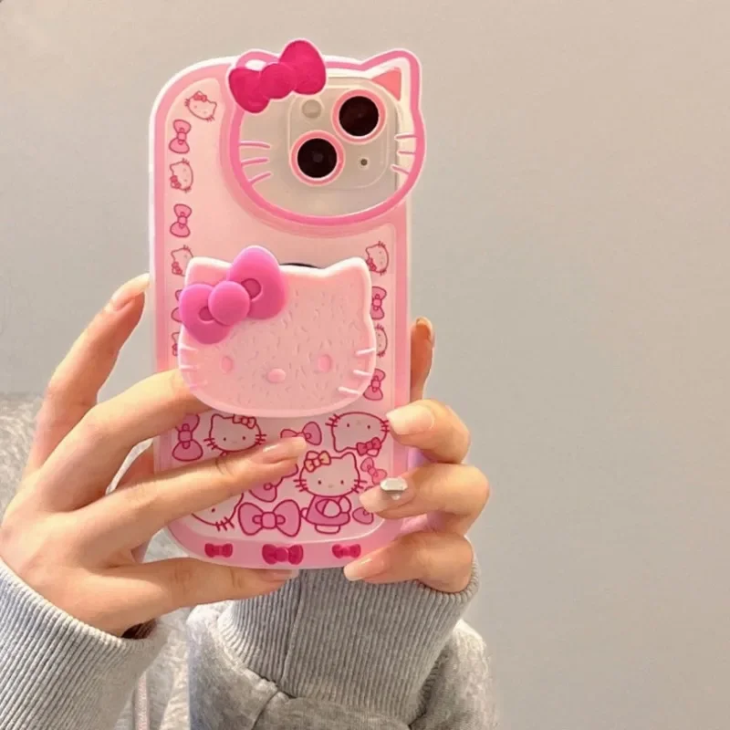 Sanrio Hello Kitty Stand Phone Cases For iPhone 16 15 14 11 13 12 Pro Max XR XS 7 8 Plus Original Shockproof Cover Y2K Case