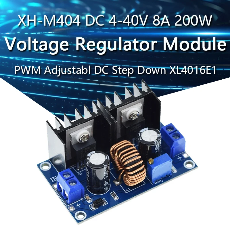 

XH-M404 DC 4-40V 8A 200W Voltage Regulator Module Digital PWM Adjustabl DC-DC Step Down Voltage Regulator DC XL4016E1