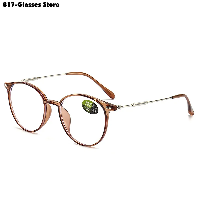 Retro Round Myopia Glasses Women Men Vintage Finished Ladies Eyewear Finished Prescription Eyeglasses 0 -0.5 -0.75 To -6.0