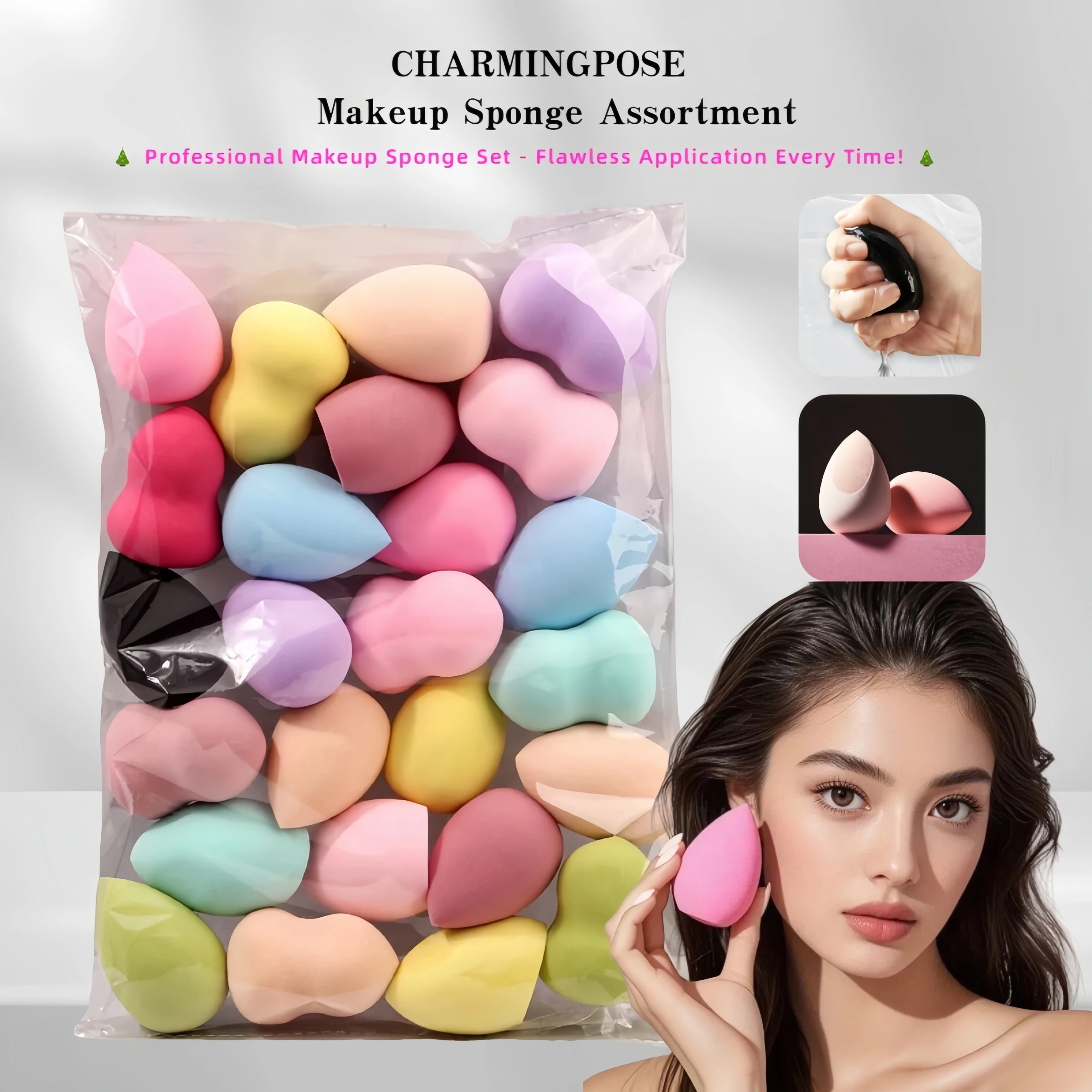 Makeup Sponge Collection - Multi-Shape Cosmetic Sponges for Liquid & Powder Foundation, Dry & Wet Dual-Use Beauty Tools for Girl