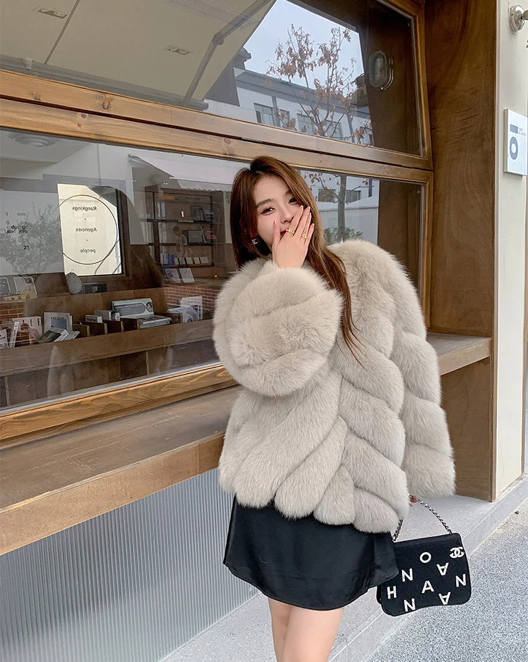 FURSHEHE Winter Women Real Fur Coat Real Fox Fur Coats Natural Fur Jacket Ladies Fashion Luxury Thick Warm Overcoat Streetwear