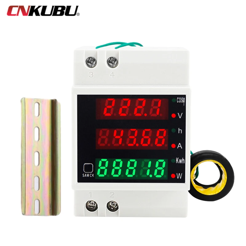 D52-2047 Household Smart Meter Power Meter Voltage Current Factor Detector Digital Display Rail 6 in 1