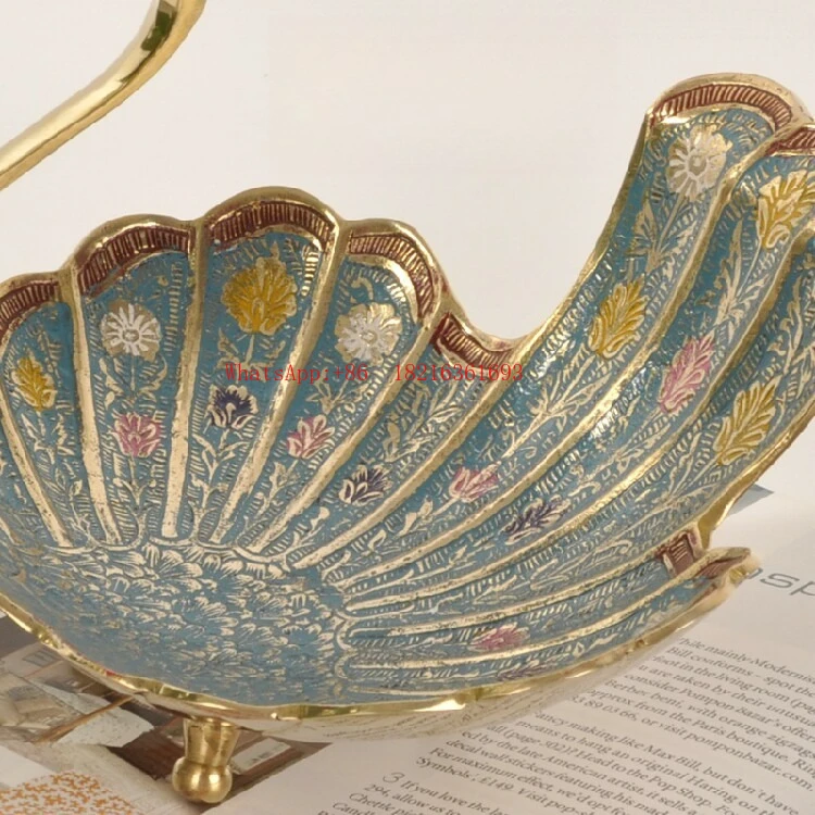 Store 2055   Nordic Light Luxury Pure Peacock Creative Entrance Key Plate, Living Room Coffee Table Snack Dried Fruit Plate