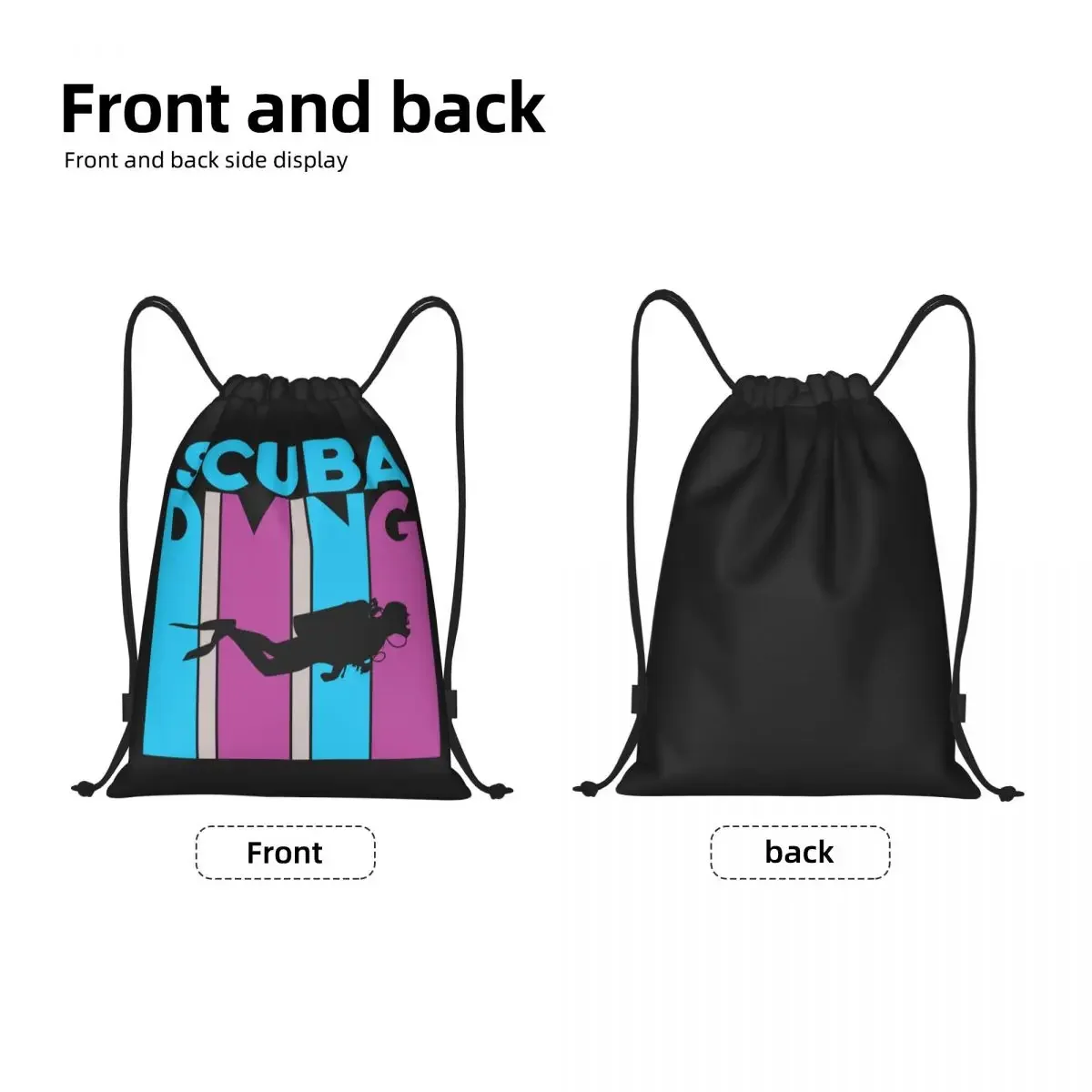 Custom Scuba Diver Ocean Underwater Drawstring Backpack Sports Gym Bag for Women Men Training Sackpack