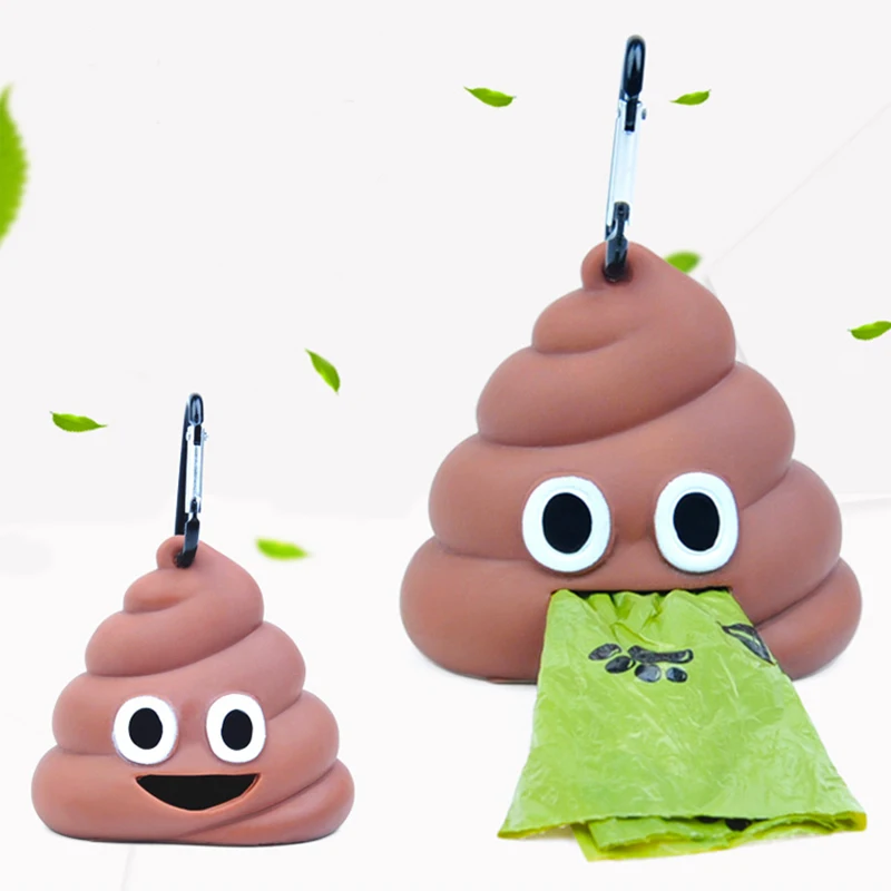 1pc Pet Poop Bag Shit-shaped Dog Cat Waste Bags Portable Dog Poop Dispenser Holder Pets Cleaning Products For Outdoor Pets