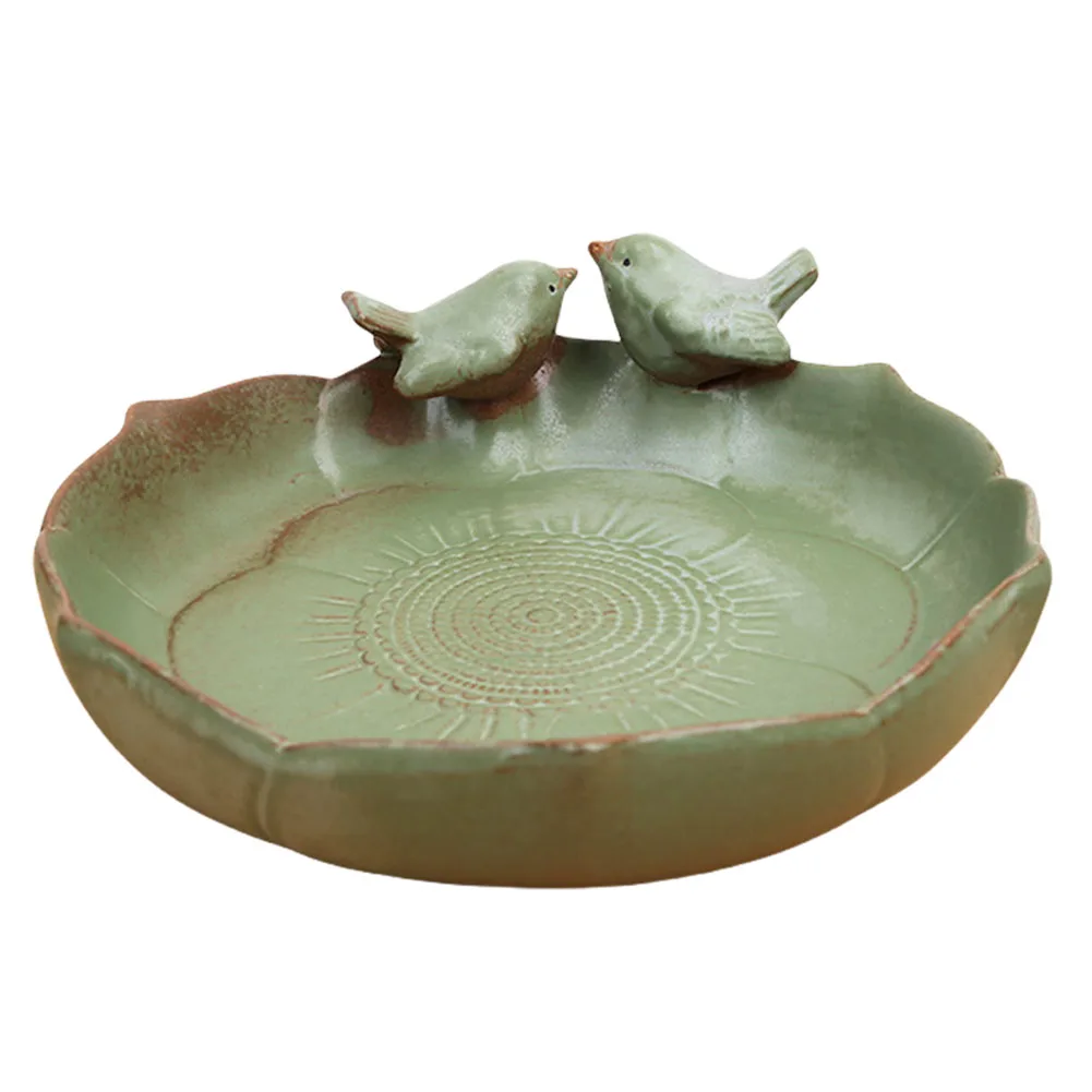 Ceramic Birdbath Bowl Bird Feeding Tray Hummingbird Feeder Hummingbird Watering Container for Outdoor Garden Courtyard