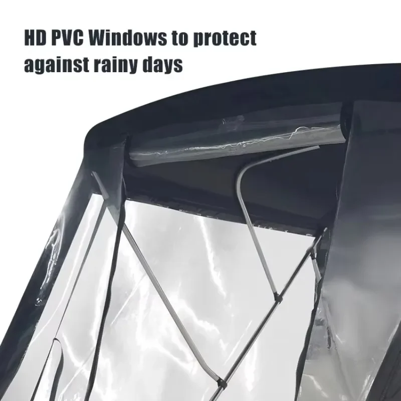 3 Bow Aluminum Tube Bimini Top, Boat Canopy with PVC Windshield
