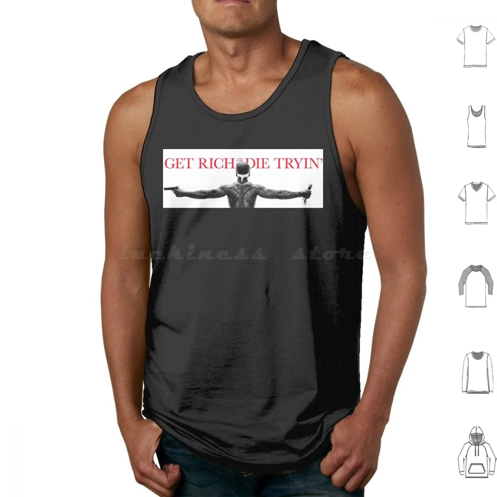 Get Rich Or Die Trying Tank Tops Print Cotton 50 Cent Curtis James G Unit Hip Hop Rapper 90s Street Gangster 2021