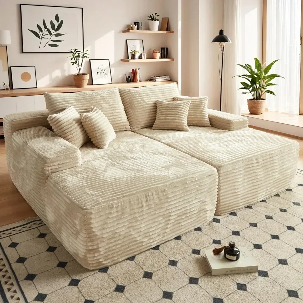 

Диван-кровать, 80-дюймовый секционный диван-кровать с облаком, роскошное глубокое сиденье, плюшевый вельветовый диван для гостиной, большой шезлонг, диван для дома