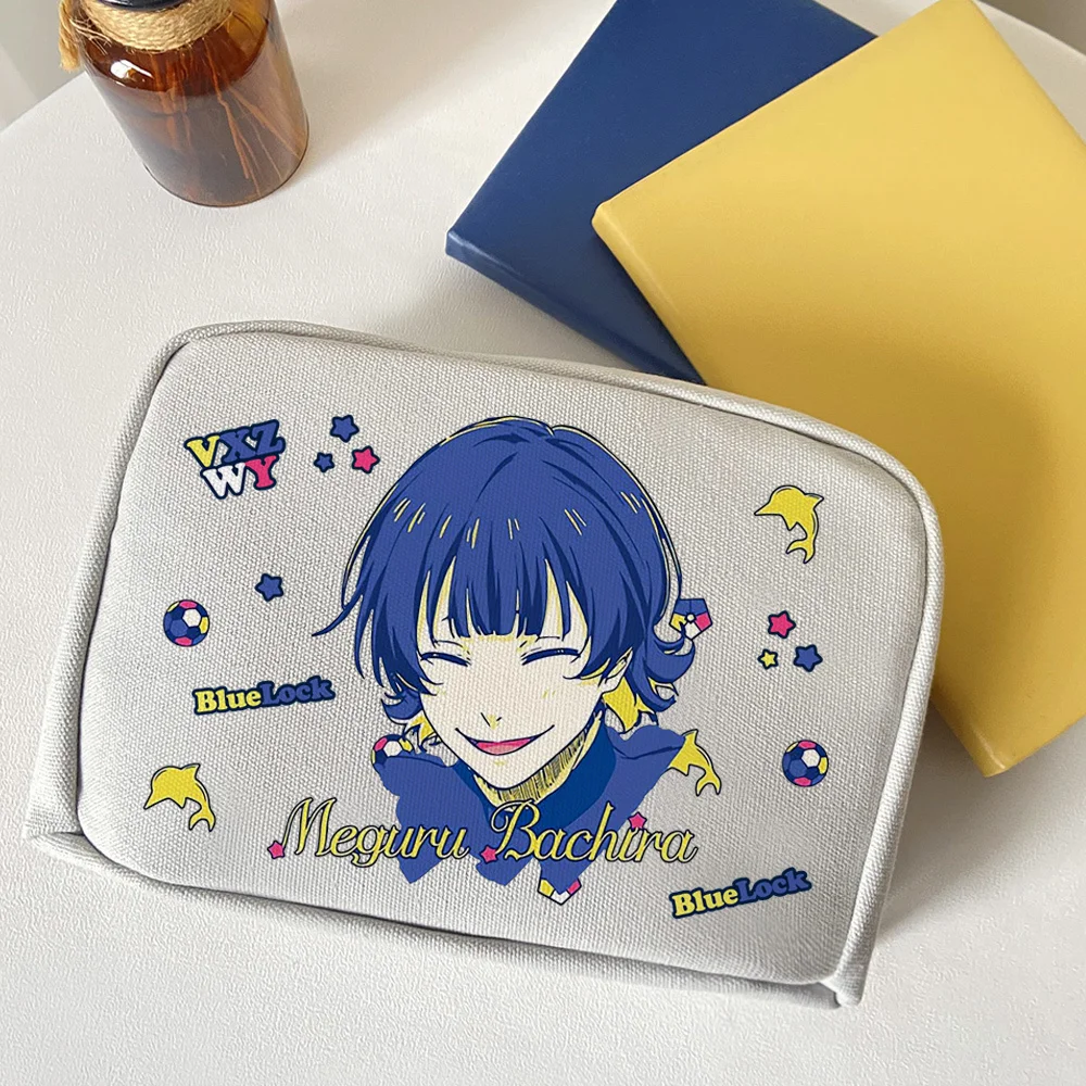 

BLUE LOCK Canvas Pencil Bag Stationery Box Large Capacity Storage Bag Anime Make Up Cosmetic Bag