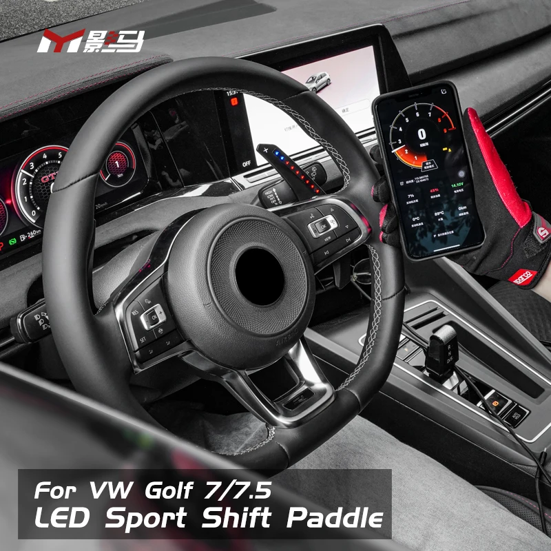 Fiber Car Steering Wheel LED Carbon Shift Paddle Shifter Extension For VW Golf 7 7.5 MK7 7.5 R GTI R-Line