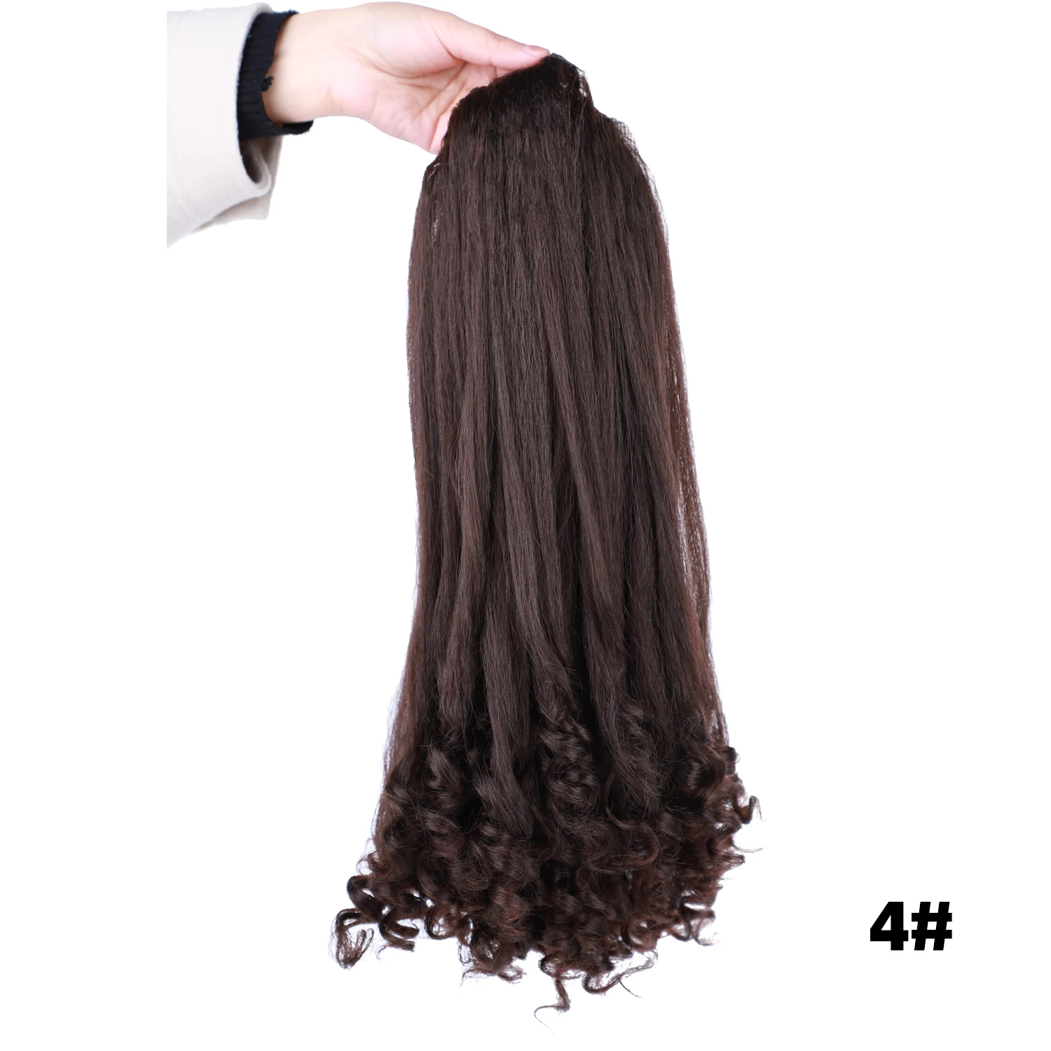 Lydia Tail Dancing Lose lockige synthetische 20" verworrene gerade Haarteile zwei Kunststoffkämme Kordelzug Pferdeschwanz Haarverlängerung schwarz – Detail 13