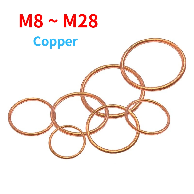 2/5pcs M8~M28 Copper-Clad Cotton Gaskets, Sealing Gaskets, Crushed Gaskets, Oil Pan Round Screw seals, Extruded Gaskets