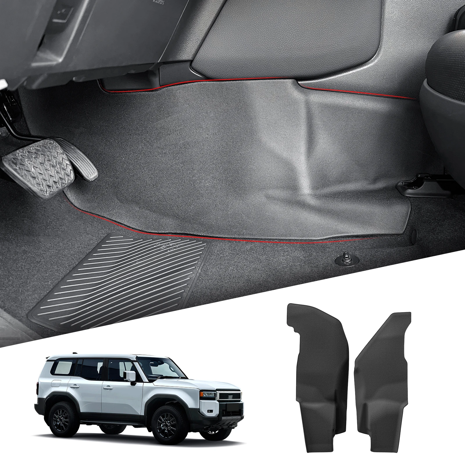 

For 2024 2025 Toyota Land Cruiser Prado 250 LC250 J250 Center Console Side Anti-Kick Mat Dirt Protector Cover Pad Black TPE