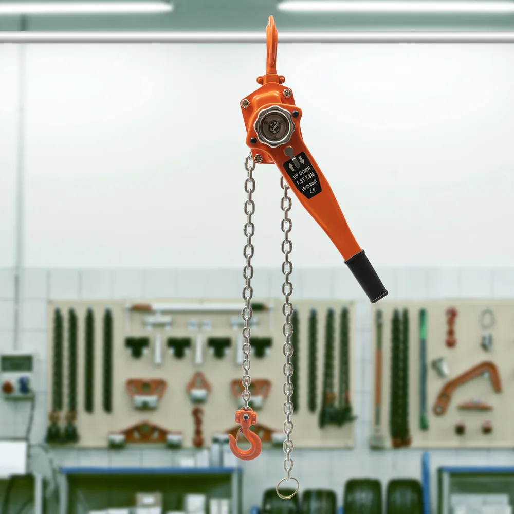 Manual Lever Chain Hoist 3300lbs Lifting Chain Along 20 Feet for Warehouse Garages Construction Zones Safe to Use with Two Hooks