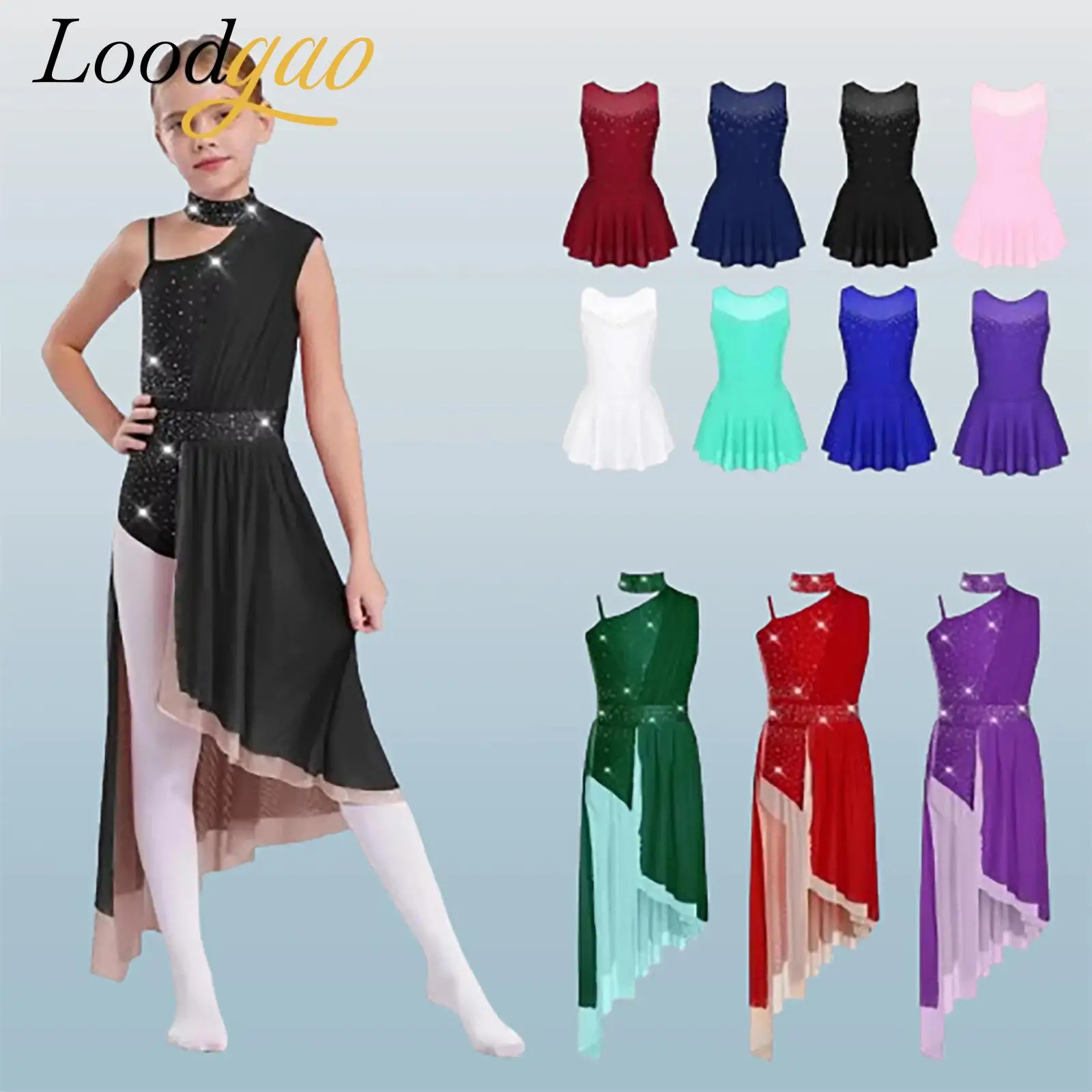

Children's Ballet Dress Sleeveless Ics Skating Clothes Rhinestone Gymnastics Leotard Dress for Girls Figure Skating Costume