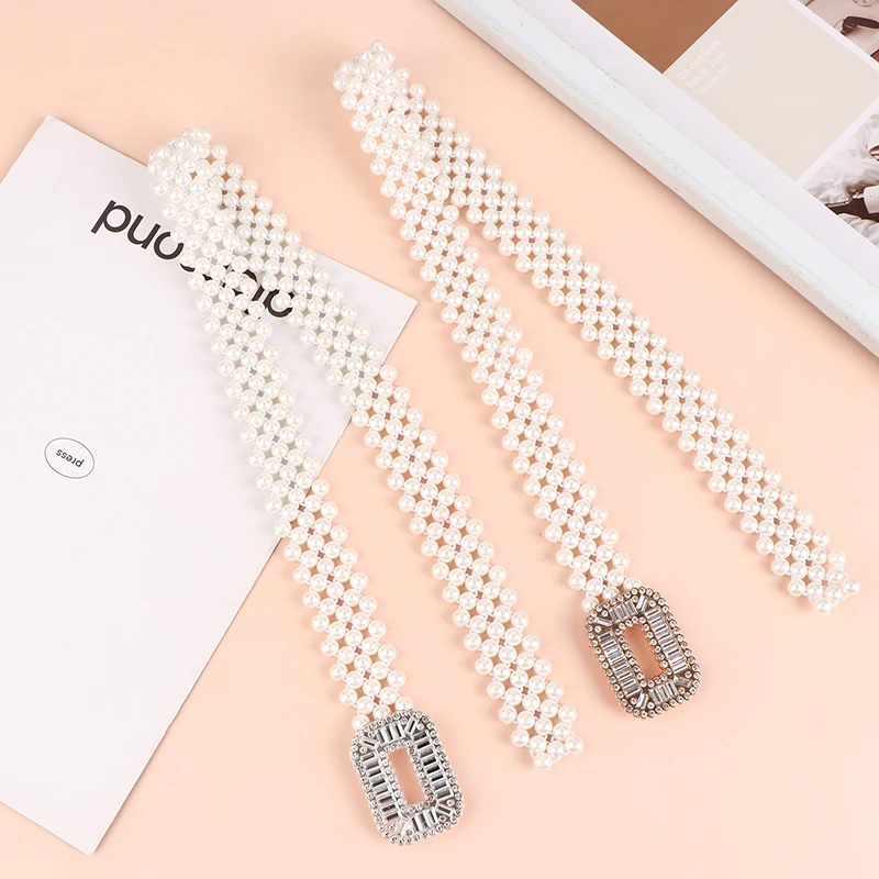 Elegante Parel Riem Elastische Mode Strass Gesp Parel Tailleband Voor Vrouwen Trouwjurk Taille Riemen Decor