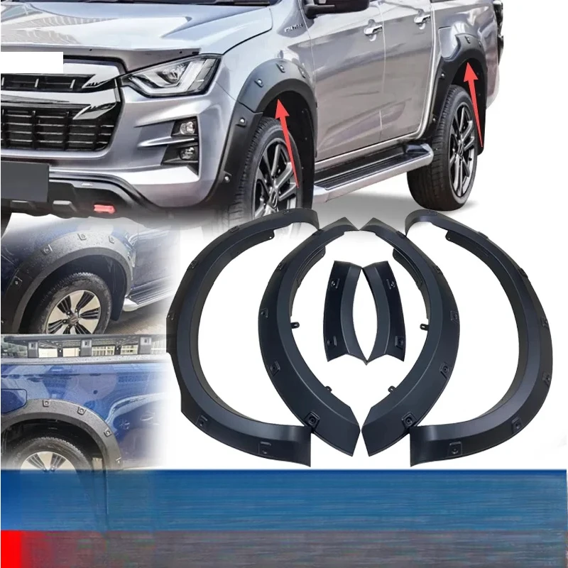 Rivet Wheel Arch Fender Flares Mud Guards Fit Isuzu D-Max 2020-2023 Double Cab Pickup Offroad Exterior Protection Accessories