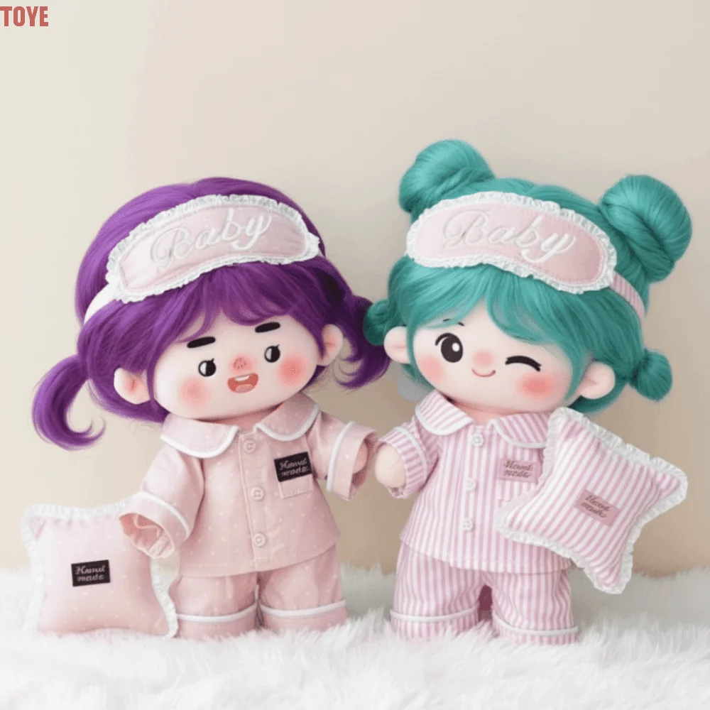 1 set Pyjama's 20 cm Katoenen Poppenkleertjes Oogmasker met Kussen Katoenen Poppenkleertjes Mode Outfit Pluche Poppenkleertjes