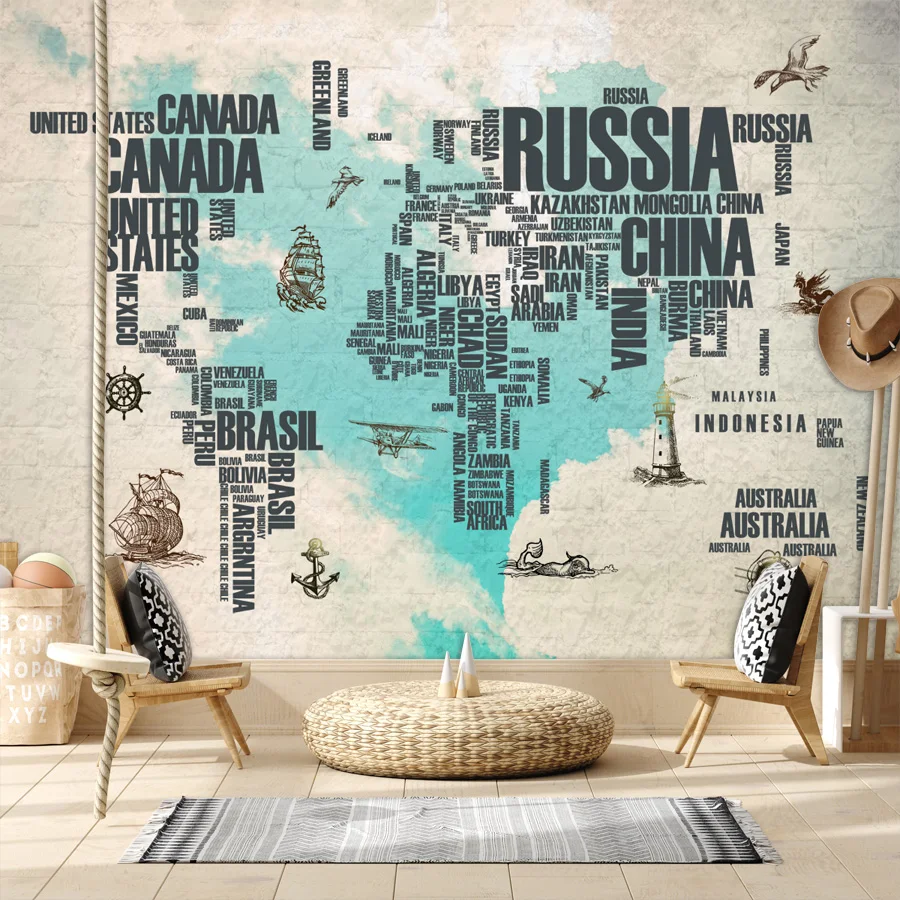 

Customized Removable Accepted World Map Large Wallpapers for Living Room Murals Contact Wall Papers Home Decor Bedroom Sofa Roll