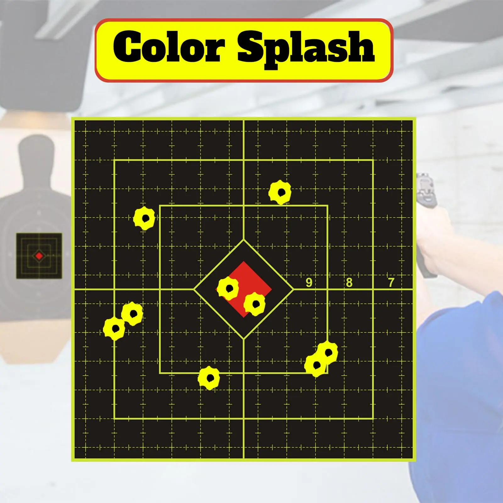 JOAXOR Splatter Shooting Targets 6 Inch With Yellow Effect Reactive Paper Target Stickers 100 Adhesive Target Shooting Practice