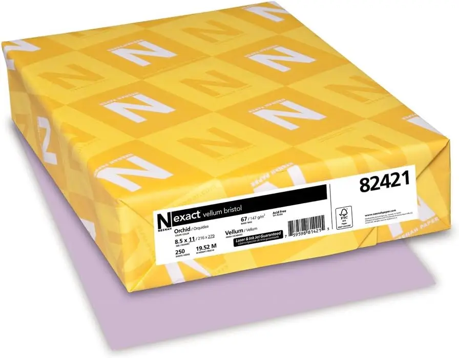 

67 lb Vellum Bristol Cardstock 8.5x11, 250 Sheets, Orchid