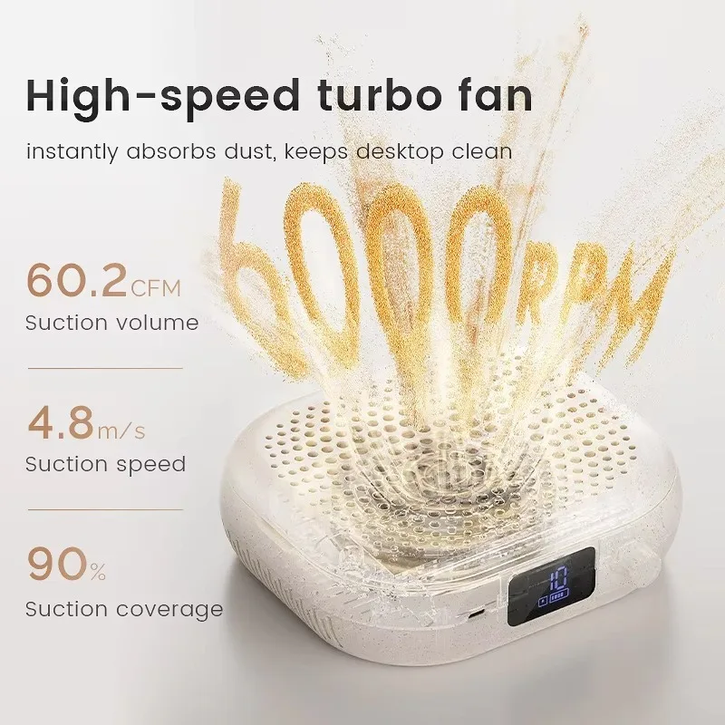 LG-207S Rechargeable Mini Nail Dust Cleaner, High Power Desktop Nail Dust Cleaner, Suitable for Home and Nail Salon