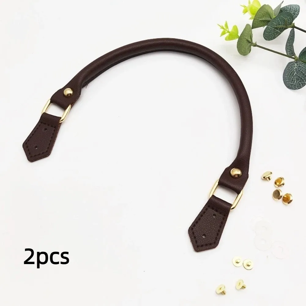 1pair Soft DIY Leather Handle Detachable Gold Snap Replacement Bag Strap DIY Craft Handbag Rivet Design Bag Top Handle Bag