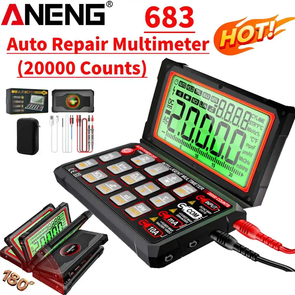 ANENG 623 Digital Auto Repair Multimeter 20000 Counts AC/DC Voltage Current Tester NCV Induction Diode Capacitance Buzzer Tester