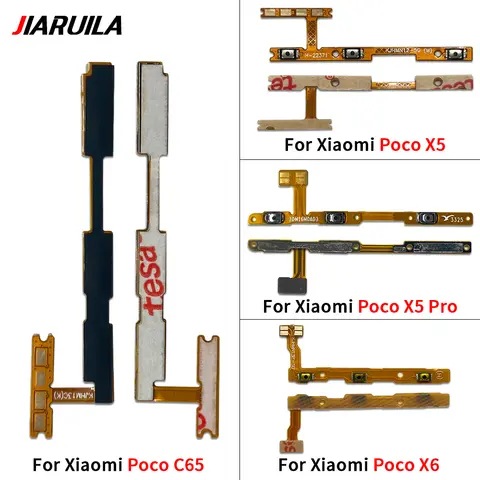Power On Off Volume Side Button Key Flex Cable Replacement Parts For Xiaomi Poco C65 F4 GT F5 X5 X6 Pro
