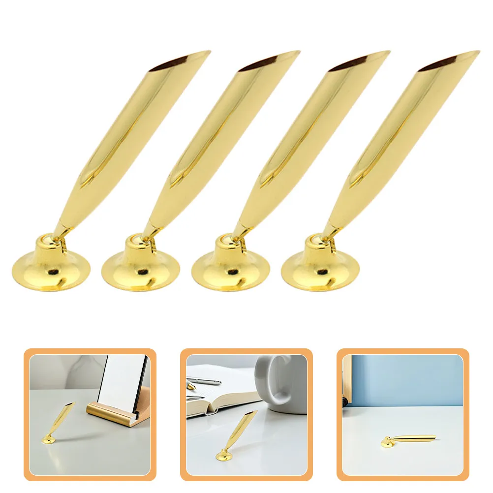 10 Pcs Aluminum Desk White Desktop Pen Holder Countertop Base Ballpoint Stand Pencil Single