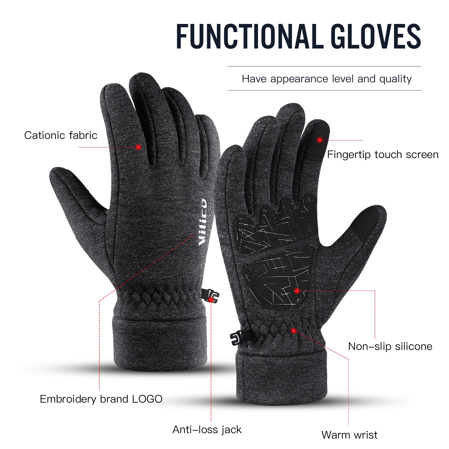 Unisex Warm Fleece Cycling Gloves Touchscreen Compatible Anti-Slip Bicycle Riding Mitts for Men And Women Mountain Hiking